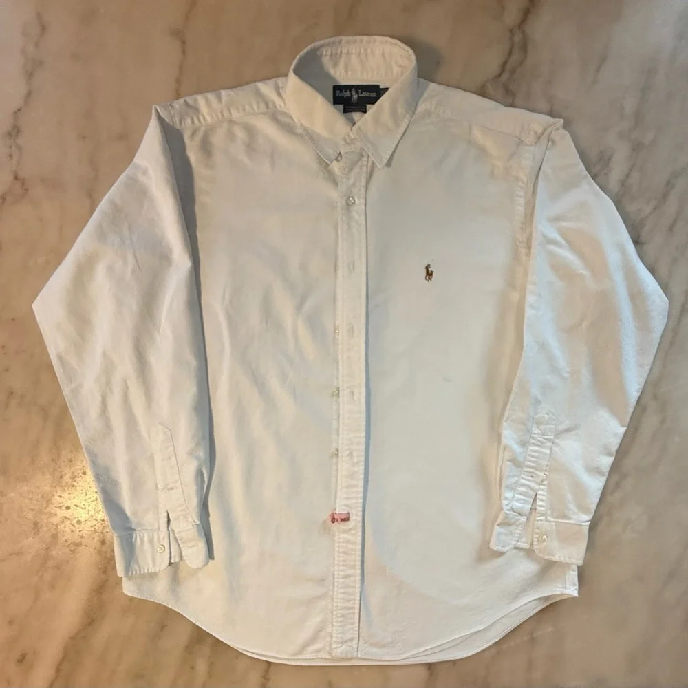 Ralph Lauren Men's white Chambray button down Shirt 16.5-35